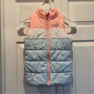 Puma Blue, Pink, and White Puffer Vest - Size XS/5-6